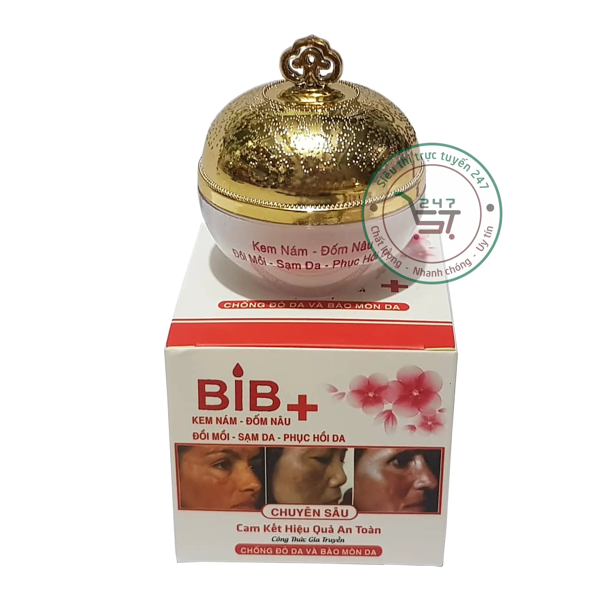 Kem Nám Tàn nhang Trắng da mờ Đốm nâu Đồi mồi Sạm da Phục hồi da Se khít lỗ chân lông BIB 16g 26g (trắng-đỏ)