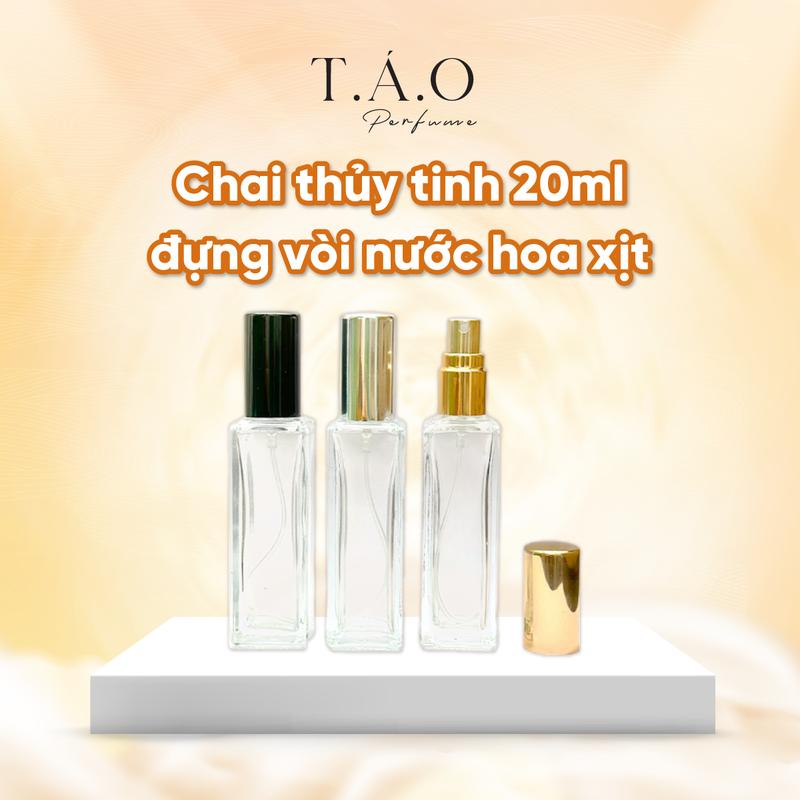 Vỏ rỗng Chai lọ thủy tinh 20ml trụ vuông dày dặn dùng để đựng nước hoa chiết tinh dầu serum Đựng Gia Vị Chai Chiết
