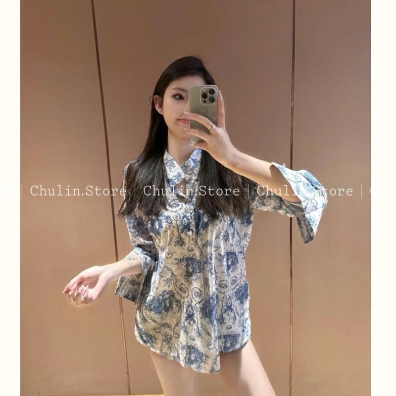 Áo sơ mi nữ dài tay hoạ tiết trung hoa | CHULIN.STORE aosomi sangchanh 4