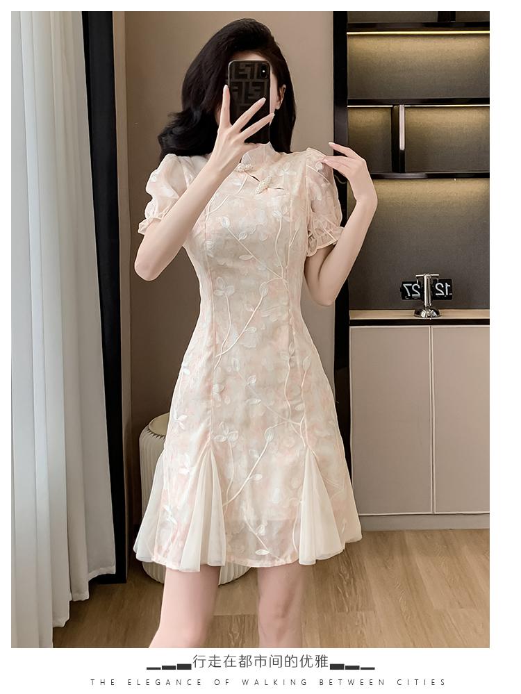 Product Introduction of Improved Cheongsam Floral Dress for Women Summer 2025 New Elegant Fairy Dress for Daily Wear 14