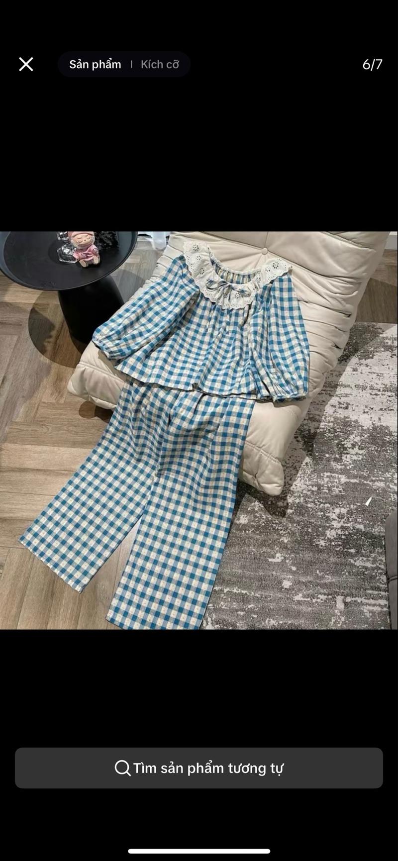 Product Introduction of (sale)Bộ ngủ bánh bèo kẻ xanh , kẻ hồng bigsizehuongbe Nữ 4