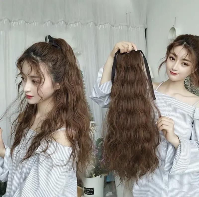 Tóc cột thẳng xù mềm mượt Wig Tóc Giả