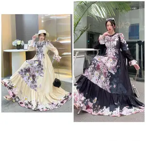 CT876 Gamis premium cantik bahan silk import bangkok