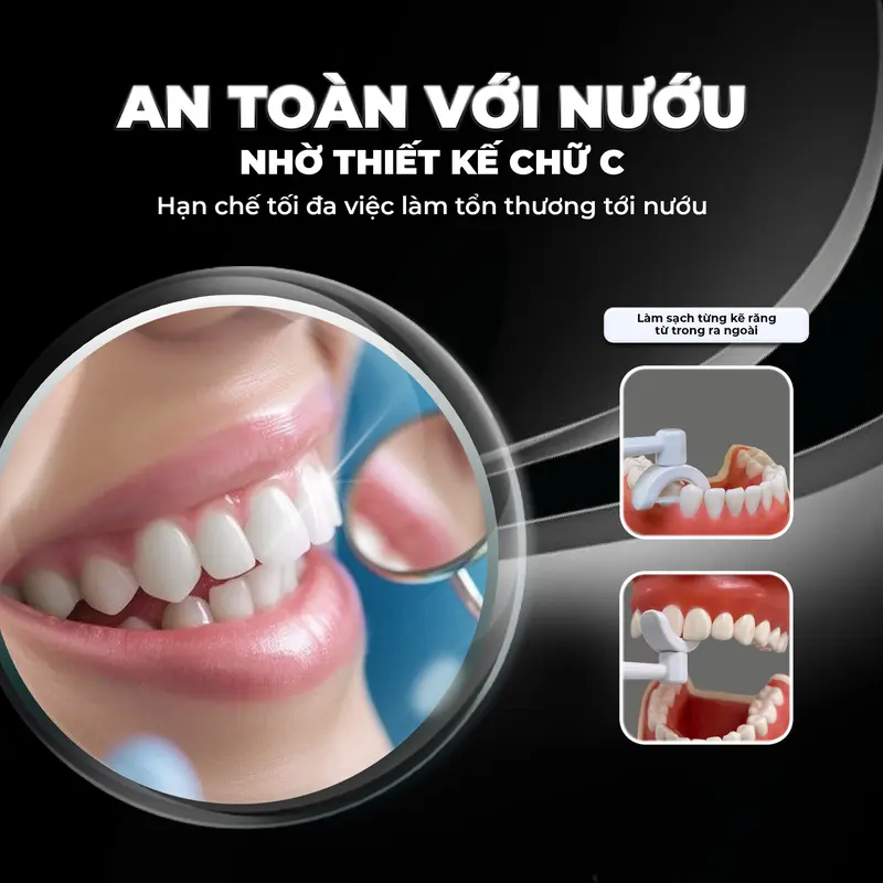 Máy Tăm Nước 2 Chiều Flossie Ultra - Công Nghệ Làm Sạch Răng Miệng Vượt Trội| Chính Hãng, Bảo Hành 365 Ngày - Tặng 3 tấm sticker + 1 kẹo ngậm vị coca + 1 Thanh cạo lưỡi 6