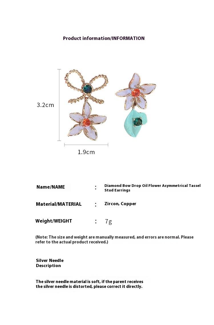 Product Introduction of Real gold electroplated silver needle oil dripping flower earrings, artistic retro fashion earrings, elegant and versatile high-end earrings for women 13