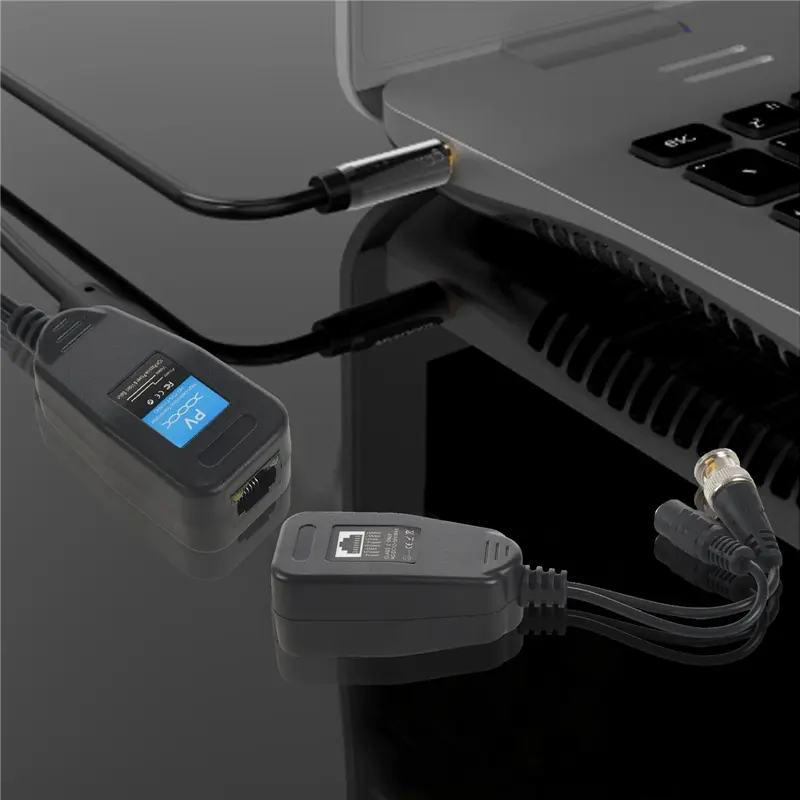 Balun Video thụ động, HD-CVI / TVI / AHD, với đầu nối nguồn và đầu phát dữ liệu RJ45 CAT5, 1 cặp 2