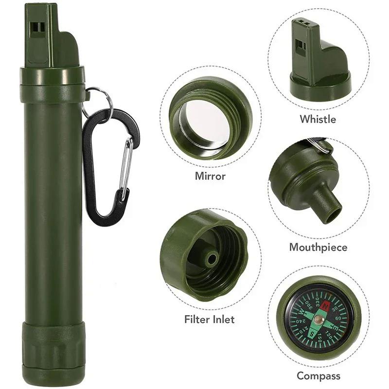 Personal WATER PURIFICATORS with Filter Survival Kit with Whistle, Compass, Hiking Pajita for Safety and Survival Camping Supplies 1