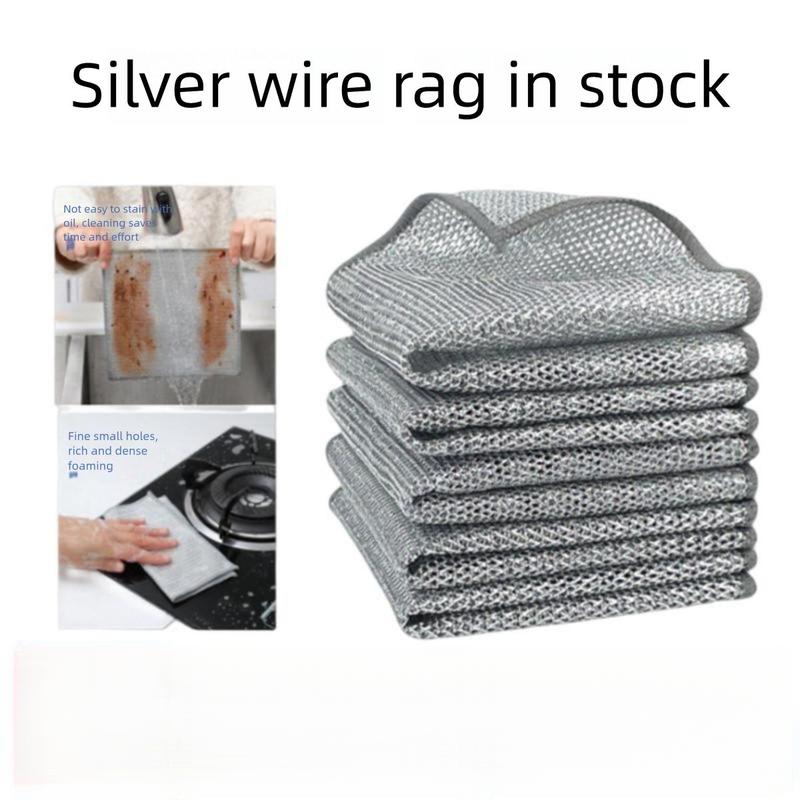 Silver Wire Rag Oil-Removing Steel Wire Dishcloth Multifunctional PE ...