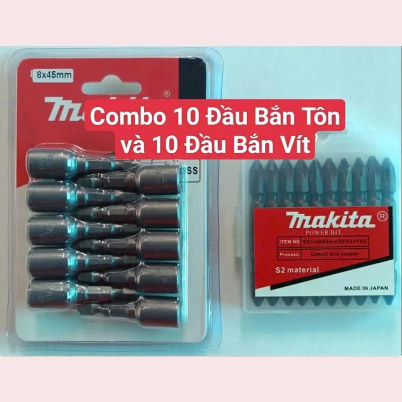 (Vỉ 10 mũi) Mũi Bắn Vít Makita PH2, Đầu Chụp Tôn Makita, Đầu bắn vít nam châm, đầu bake