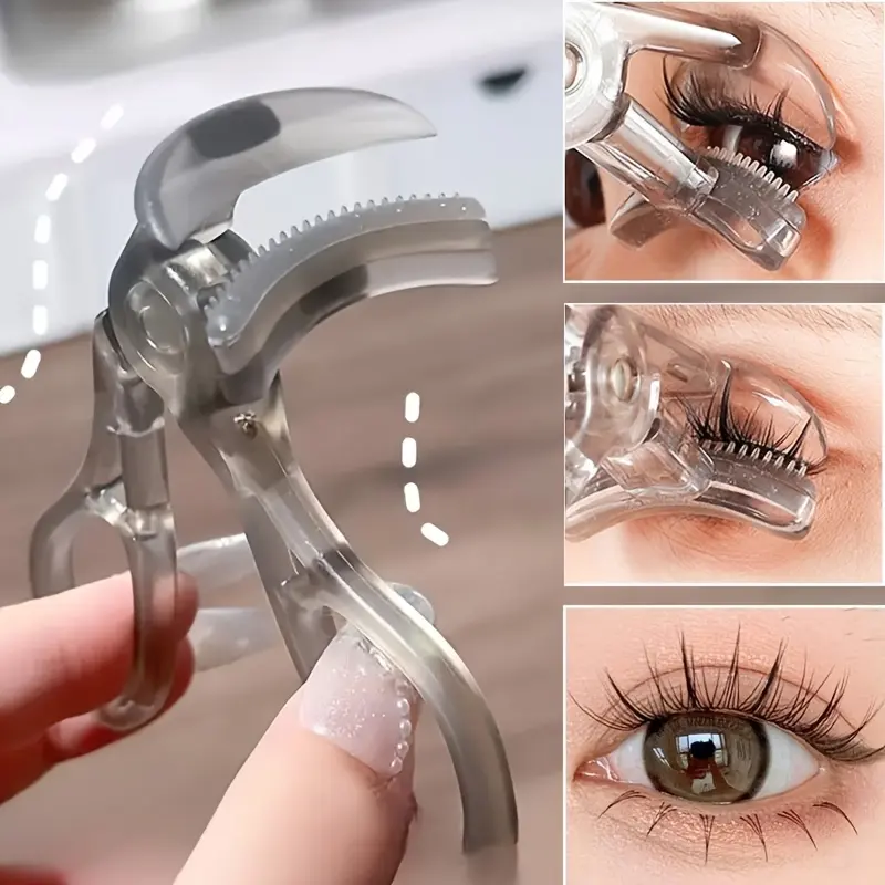Portable Wide Angle Hypoallergenic Eyelash Curler, Built-in Comb-Suitable for All Eye Types, Easy to Use, No Batteries, Replaceable Gasket-Ideal for Beginners