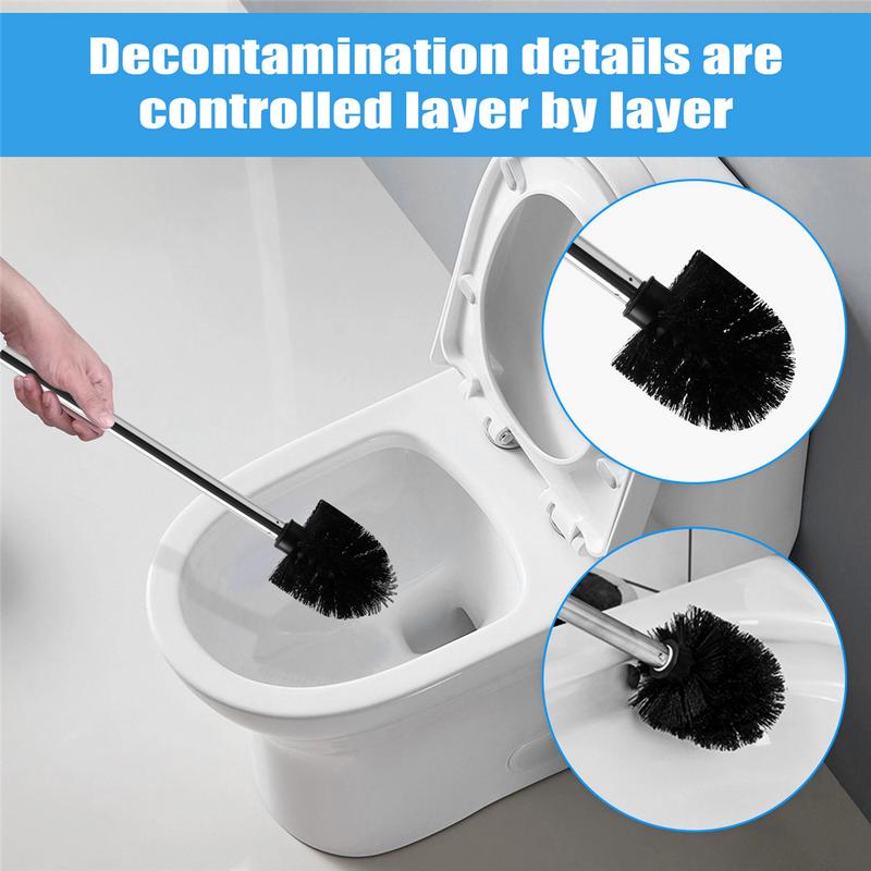 Replacement Stainless Steel WC Bathroom Cleaning Toilet Brush Black Head 2