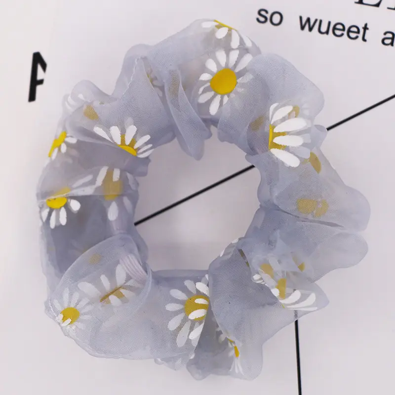 Dây Cao Su Scrunchies, Dây Thừng, Đàn Hồi, Cho Bé Gái Và Bạn Bè, Dây Buộc Tóc Đuôi Ngựa, Hoa Cúc Vàng, Lưới Mỏng, Dây Buộc Tóc, Dây Buộc Tóc, Phụ Kiện, quà tặng, bữa tiệc 4