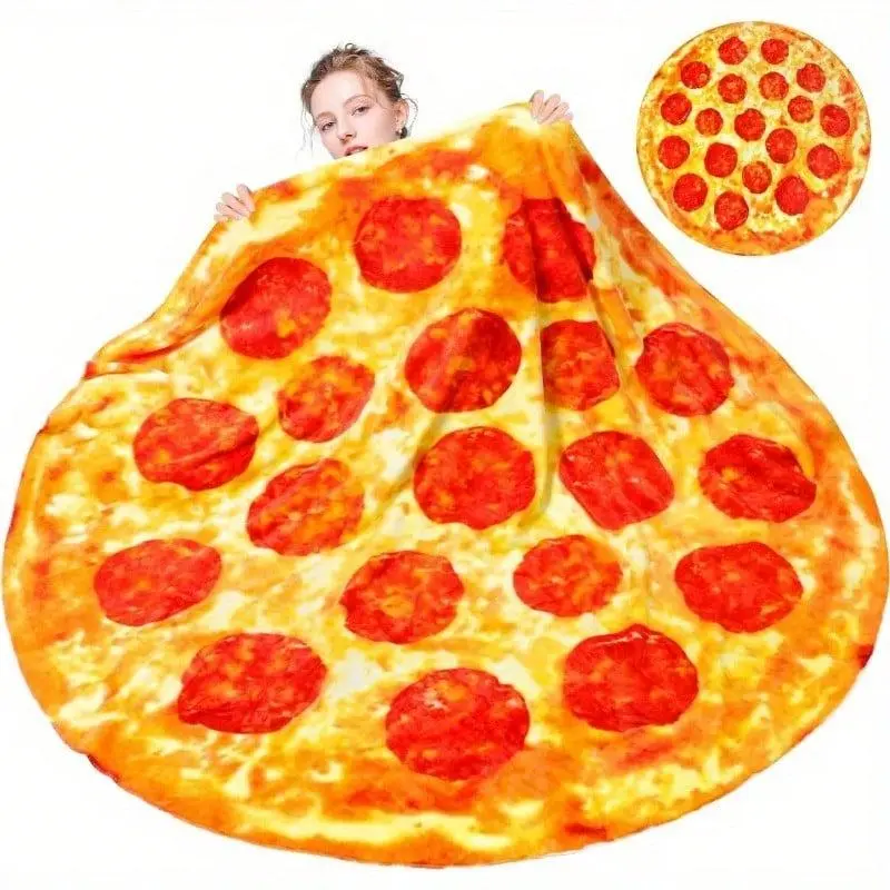 Pizza Pattern Blanket, 1 Count Soft Comfortable Warm Throw Blanket, Cool Bedroom Bedding Blankets, Air-conditioned Room Blanket, Warm Nap Blanket for Home & Office