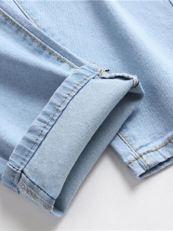 Men's Solid Color Ripped Jeans, Street Fashion Casual Comfy Jeans for Daily Wear, Mens Bottoms for All Seasons 2