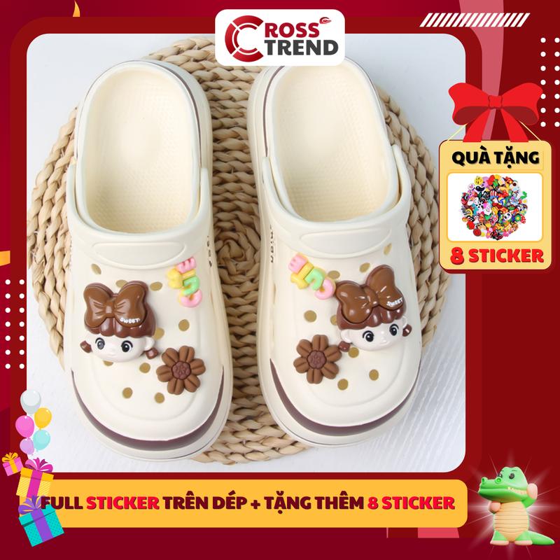 Dép cross nữ đẹp mới nhất 2025, Dép sục nữ sang chảnh CÔ GÁI SW CUTE full charm đế cao 6cm girl phố có quai hậu mềm êm nhẹ chân Shoes CROSS TREND