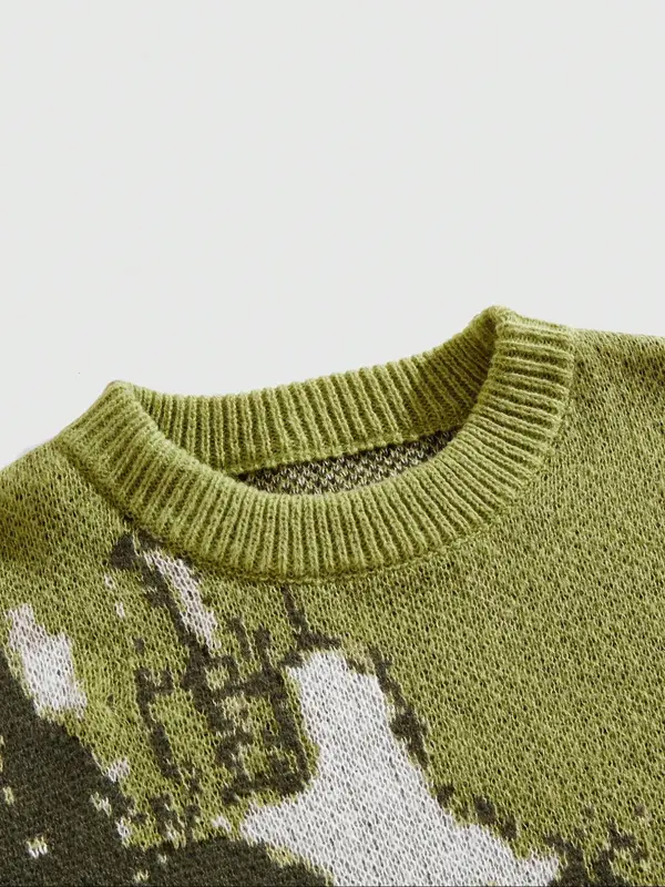 Men's Colorblock Drop Shoulder Sweater, Regular Fit Casual Long Sleeve Round Neck Jumper for Fall & Winter, Fashion Men's Knitwear for Daily Wear 7