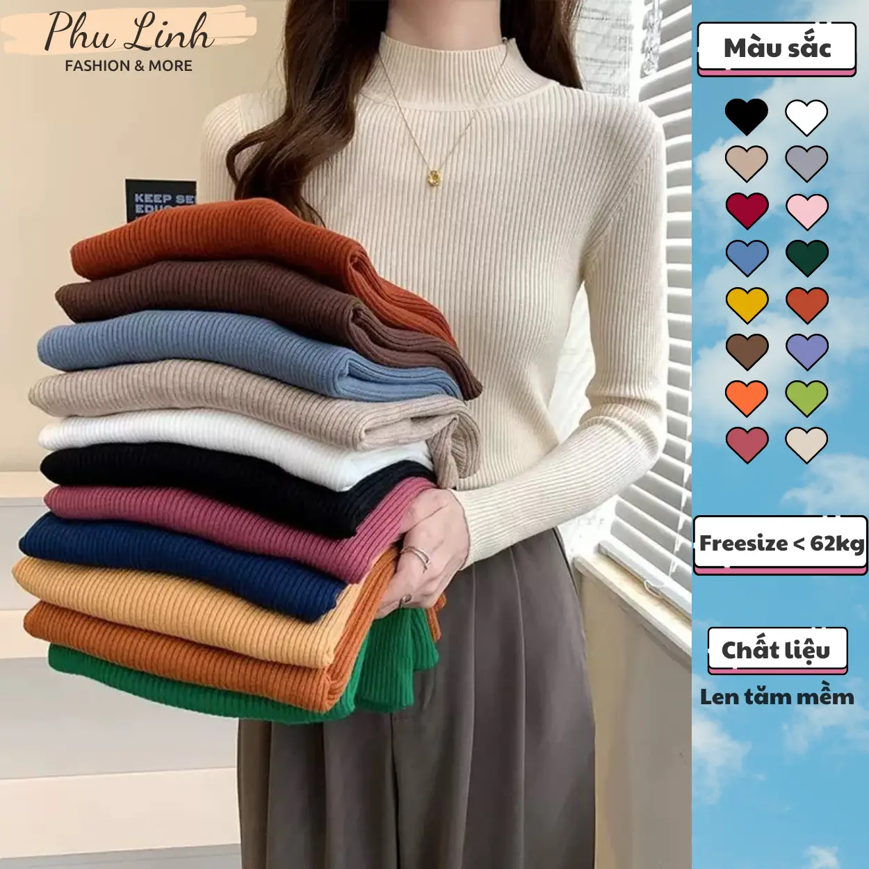 Ms088 Áo Len Tăm Cổ Tròn 3 Phân Siêu Mềm Mịn Ấm Áp Nữ Top Women