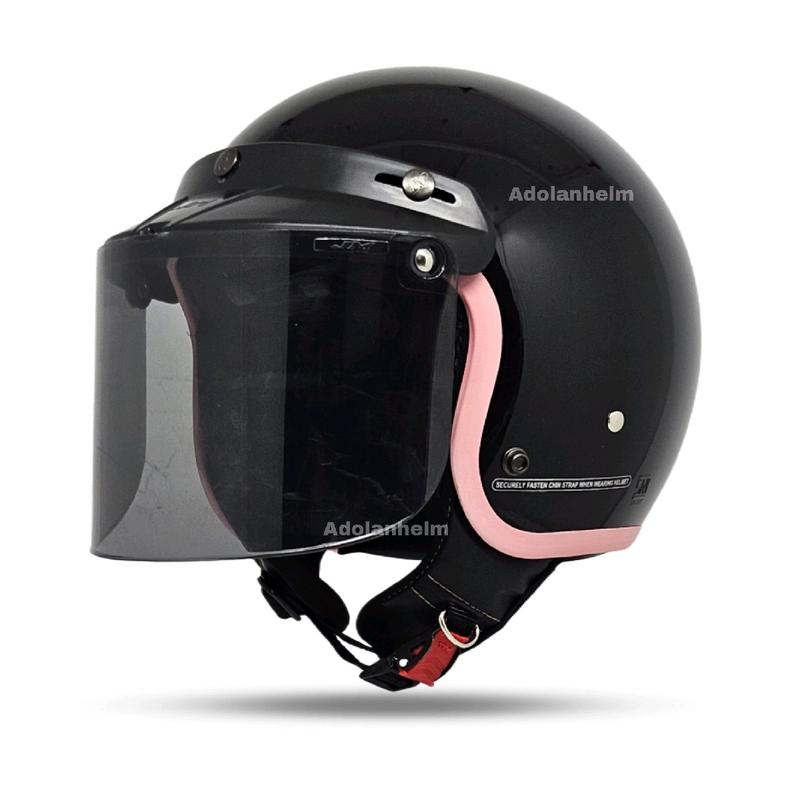 Helm Bogo Hijab Wanita List Pink Helm YRH Full Leher Flat Visor Motorcyle SNI Motorcycle 3
