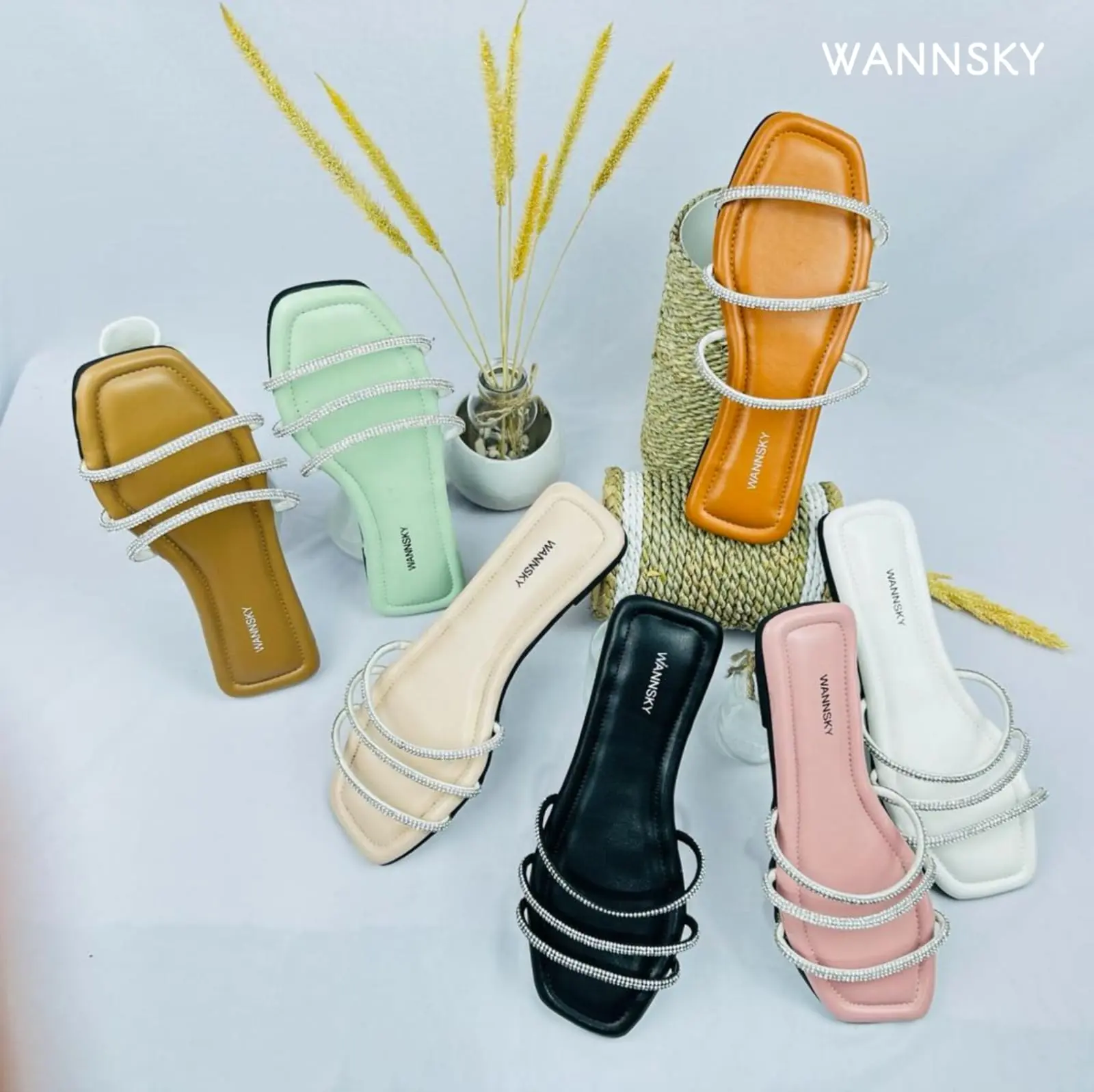 WANNSKY YUK - Sandal Flat || DELLA || Sandal Flat Wanita / Sendal Wanita Terbaru / Sandal Wanita Kekinian Karet Putih Sandal Flat Teplek