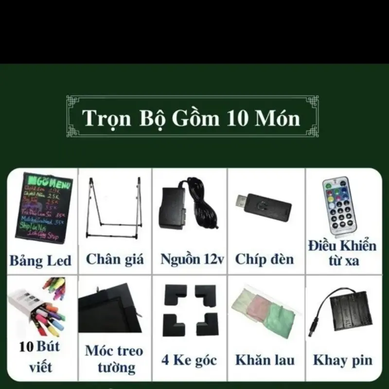 Bảng led huỳnh quang,bảng menu viết tay có đèn led ,kích thước 40cm*60cm,50cm*70cm,60cm*80cm 7