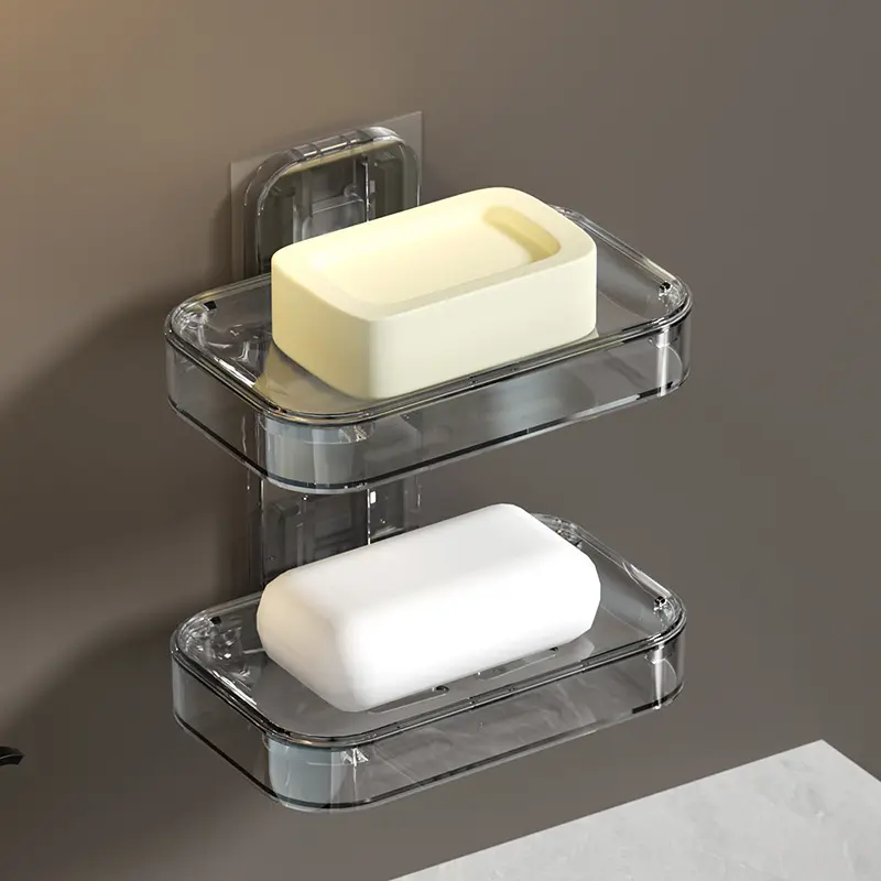 Giá Để Đồ COD-Giá Để Đĩa Xà Phòng, Giá Để Đồ Gắn Tường Cho Phòng Tắm, Phòng Tắm, Hệ Thống Thoát Nước Chịu Lực, Hai Lớp, Không Đục Lỗ, Chịu Tải, Chống Thấm Nước Và Chống Ẩm Mạnh, Phiên Bản Mới Nhất HUGME 8