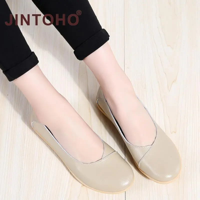 10 Colors Big Size 44 New Women Flats Shoes Mother Cow Genuine Leather Shoes Ladies Loafers Ballerina Shoes New
