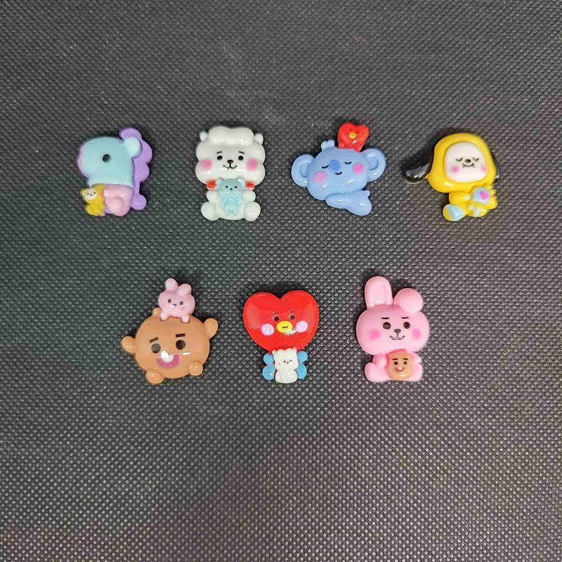 Clay Cute Selusin 12pcs Mote Manik BT21 Hello Kitty Cinnamoroll Cloud Natal Pompompurin My Melody Hiasan Bross Jepit Rambut Anak Liontin Resin Manik Mote Monte 3
