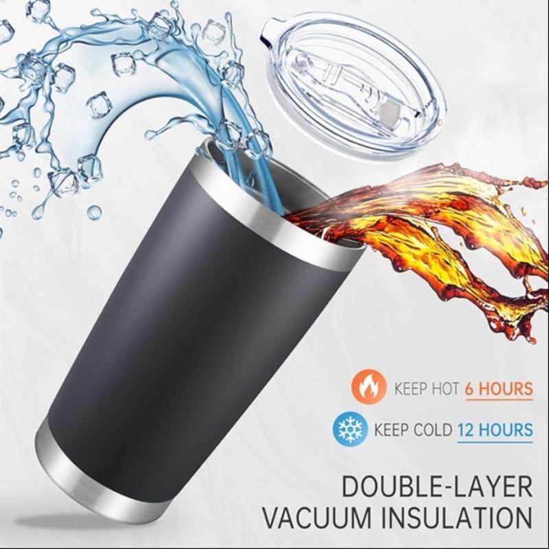 20oz Vacuum Flask, Large Capacity Stainless Steel Insulated Coffee Cup, Portable Travel Coffee Cup with Lid, Drinking Cup for Home Office, Drinkware 2