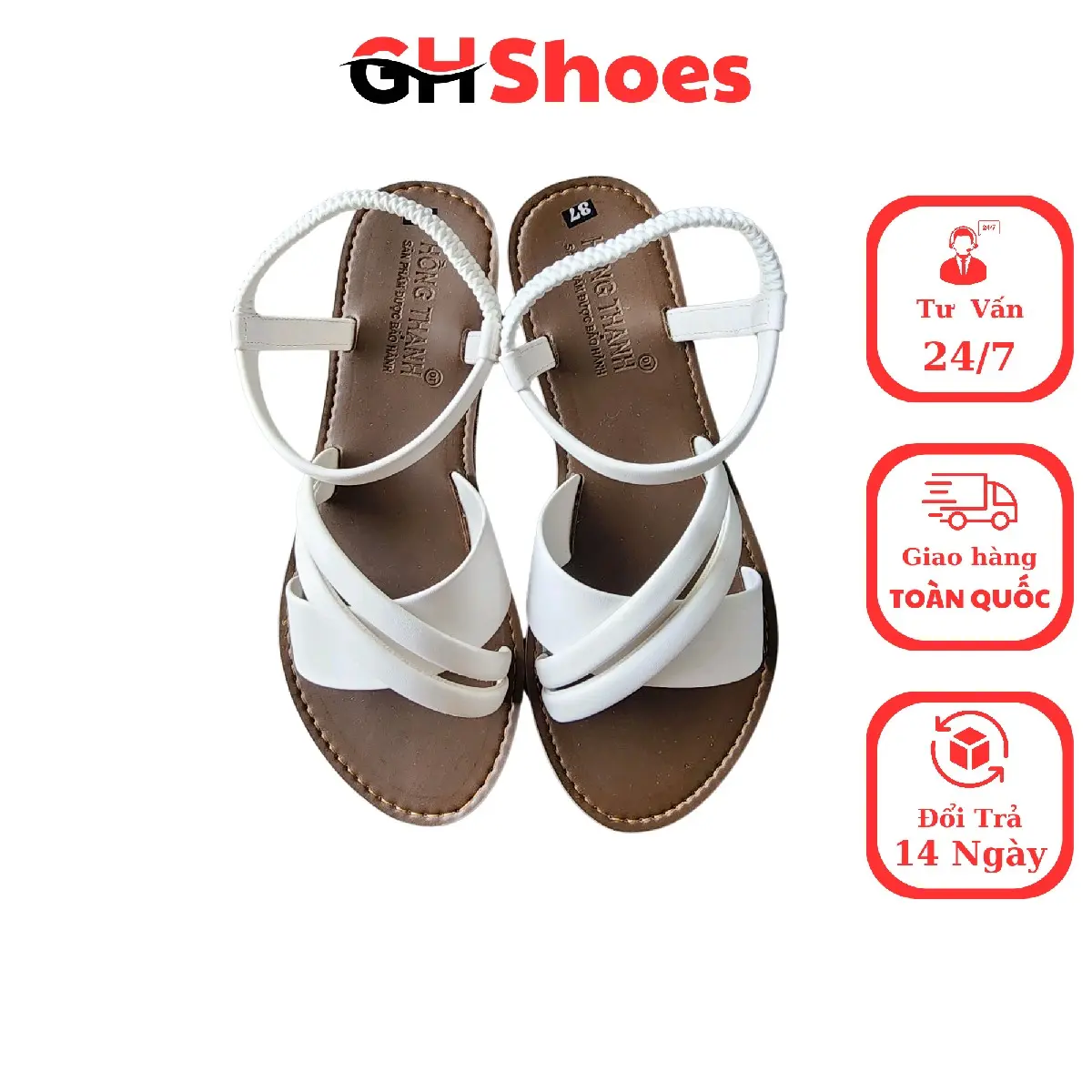 x GHShoes VD12 - (có big size) \hiệu ngẫu nhiên\ Giày sandal hai quai chéo có quai hậu mũi tròn Chân đế phẳng (1 cm trở xuống) Dép xăng đan DéP Jean Đế Bằng   Nữ Quai Ngang chữ