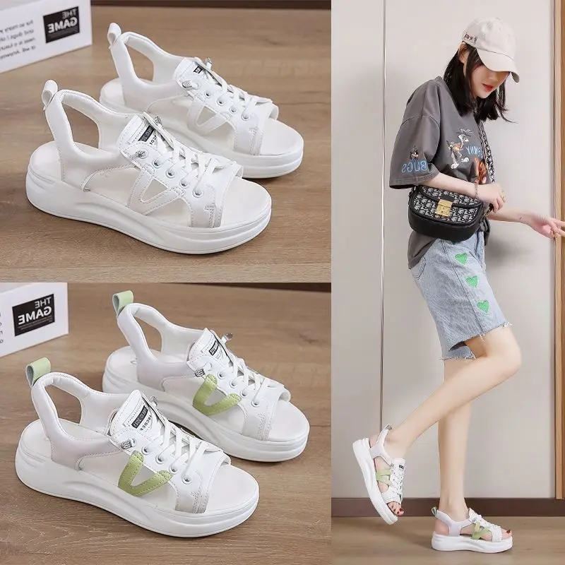 Women's Sandals Popular 2023 Summer New Women's Shoes Platform Muffin Fashion Casual Exercise Flat White Shoes