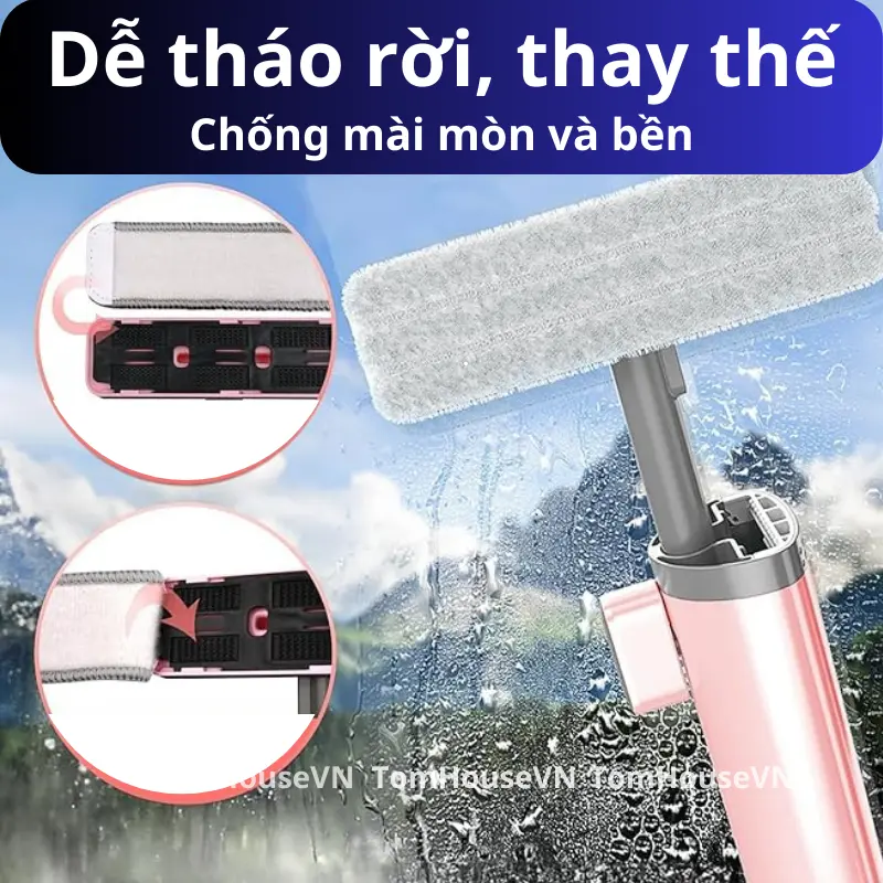 Cây Lau Nhà Tự Vắt Cầm Tay Phiên Bản Cao Cấp, Cây Lau Đa Năng Mini Lười Không Cần Giặt Tay Gấp Gọn 8