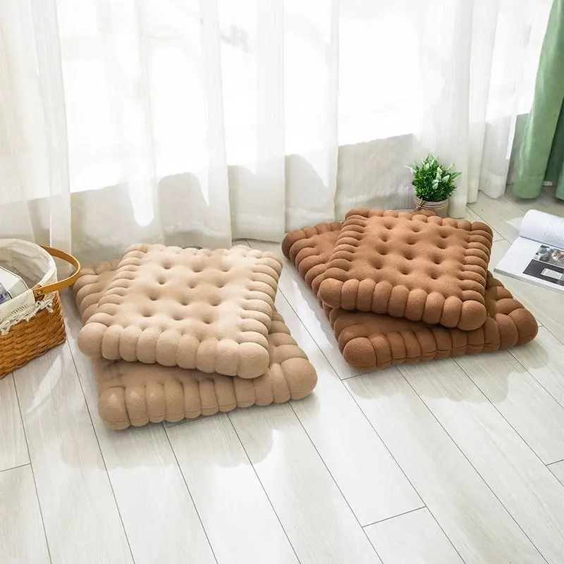 Đệm Ngồi Bệt Hình Bánh Quy Tấm Đệm Lót Ghế Dercor mẫu mới Siêu Ngộ Nghĩnh Vải Nỉ nhung mềm mịn kích thước 40 x 45 cm 3