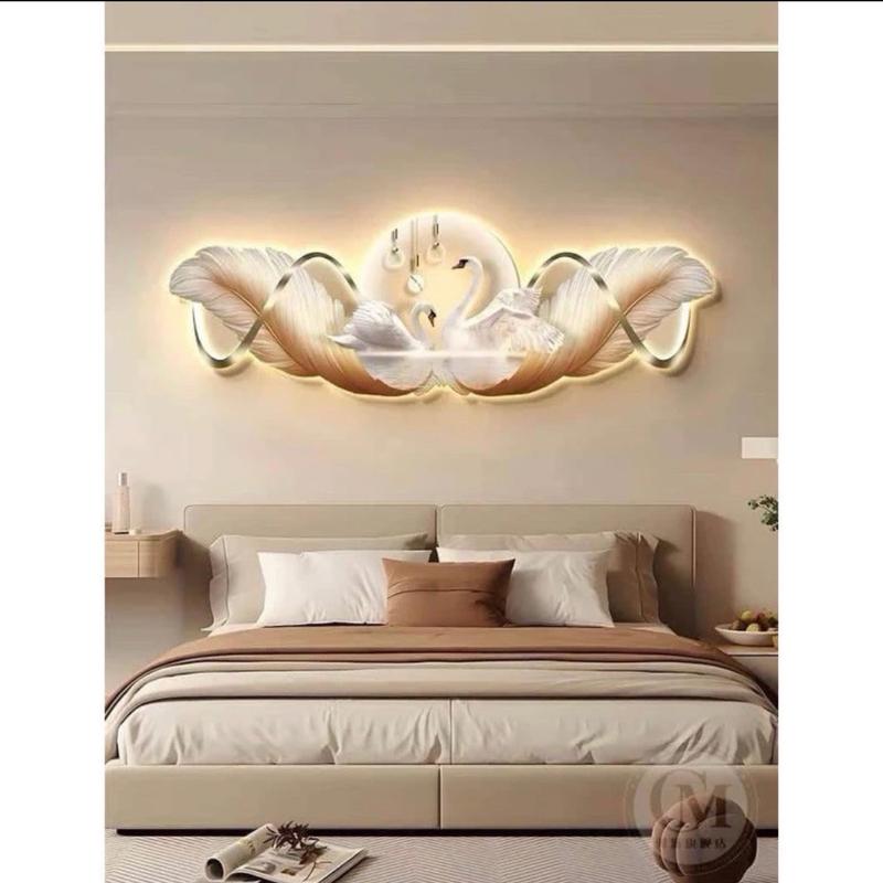 Tranh Thiên Nga tráng gương điện led treo phòng ngủ/ phòng khách/ phòng bếp/ quà tặng tân gia Treo Tường Decor Tường Đồng 3