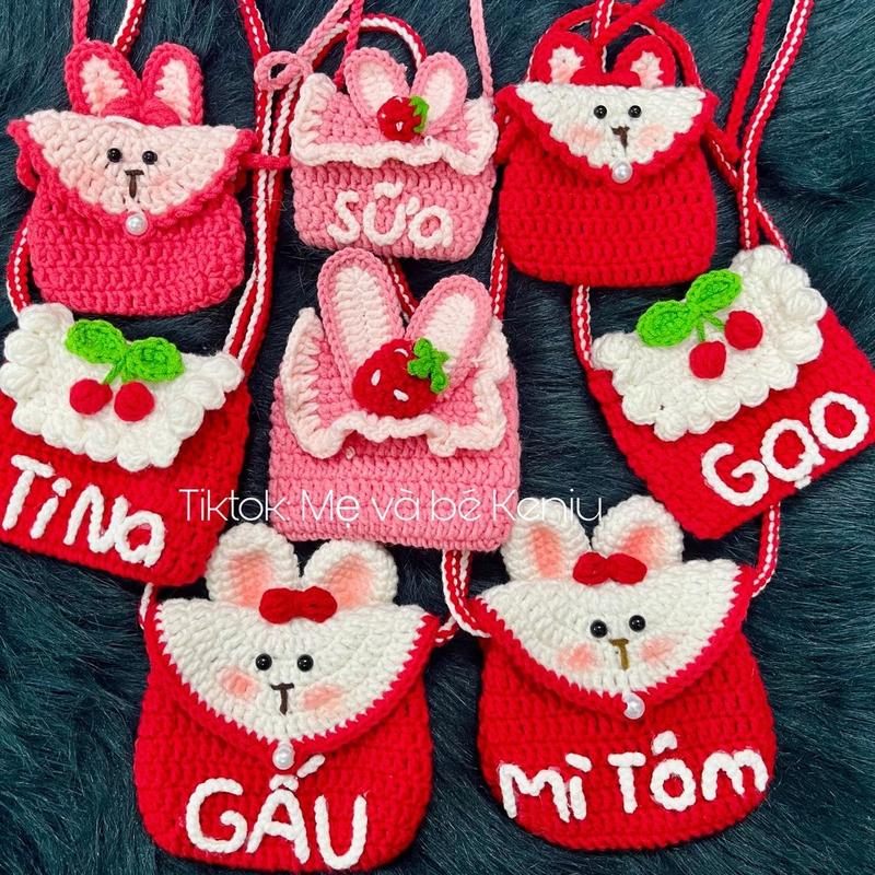  TÚI ĐỰNG LÌ XÌ-TÚI ĐEO CHÉO CHO BÉ GÁI dán tên theo yêu cầu  Len 