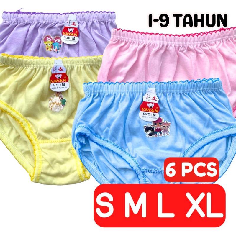 6 PCS Celana Dalam Anak Perempuan SAKURA / GAYATRI  DIMDIM Polos Sablon GRIYO DALEMAN99 0