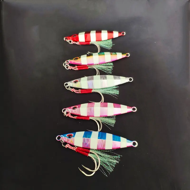 Umpan Pancing Metal Jig 60gr 80gr 100gr import Branded Bluelure Slow Jigging Full GID sudah terpasang Kail double assist Hook 2
