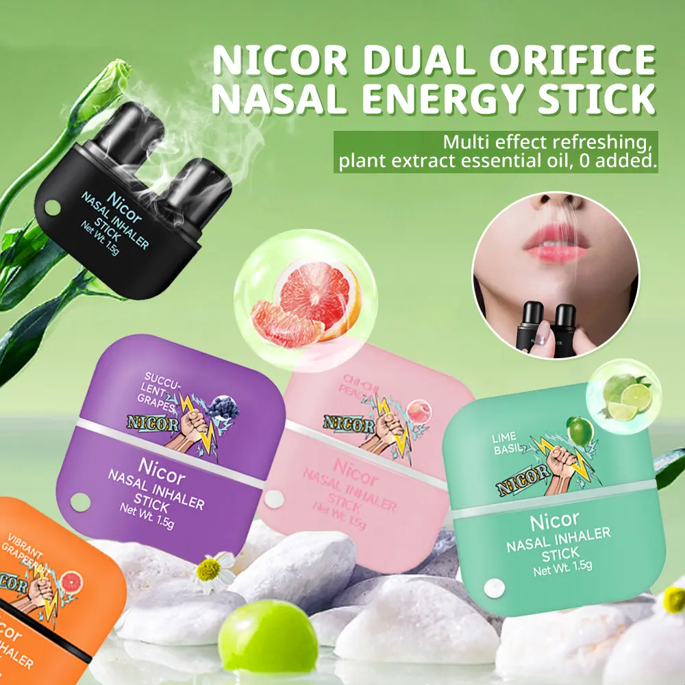 NICOR 5 Flavors Upgraded with Lace Cleansing Nasal Refreshing Stick Nasal Suction Cool Oil Nose Anti-sleeping