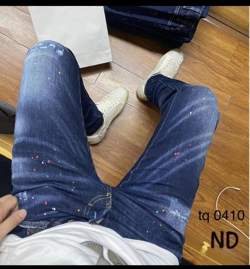 Product Introduction of Quần jean nam xanh dài thêu lá phông đỏ bản 4 cúc Pants Menswear Có Túi 15
