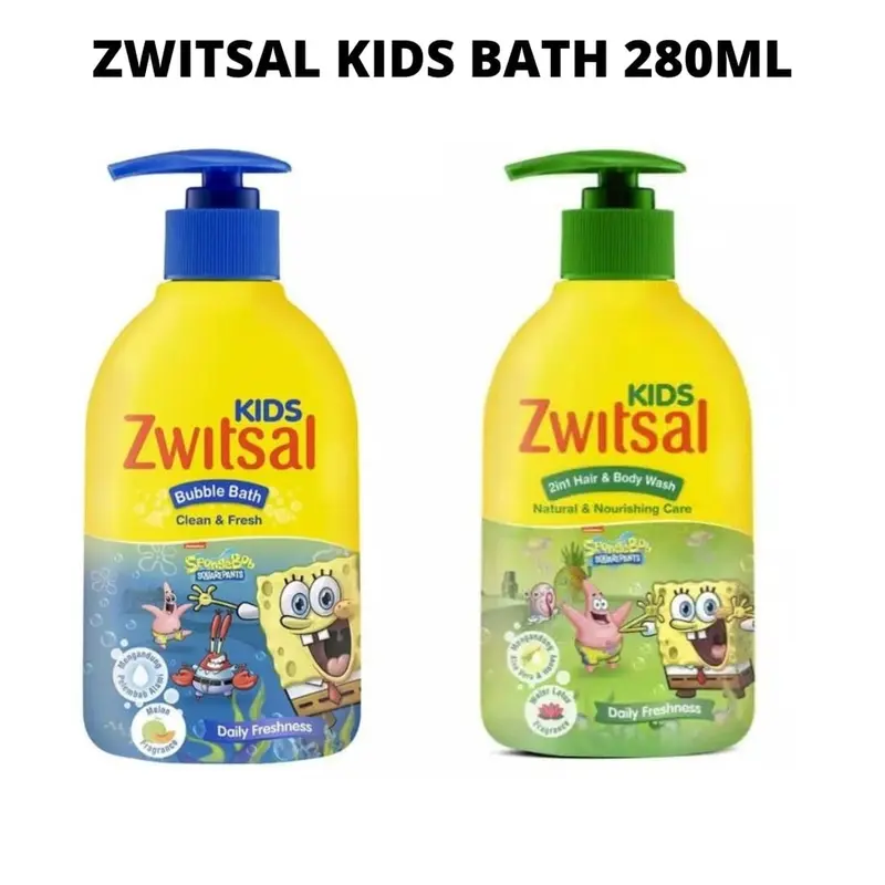 ZWITSAL Kids Bubble Bath Clean & Fresh / 2-in-1 Hair & Body Wash Natural & Nourishing Care 280ml 280 ml Refill 250ml shampoo 180ml Pump - Sabun Bayi 2