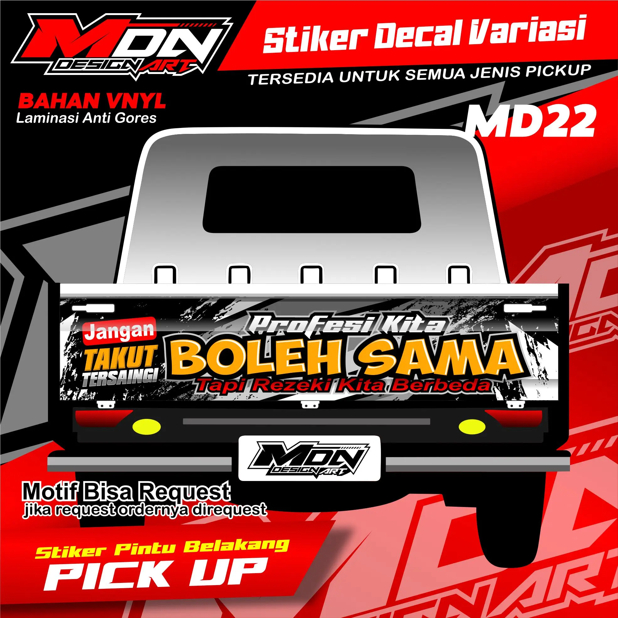 Stiker Pintu Belakang Pick Up Bak Belakang Granmax New Carry Traga T120ss Bisa Request Kendaraan