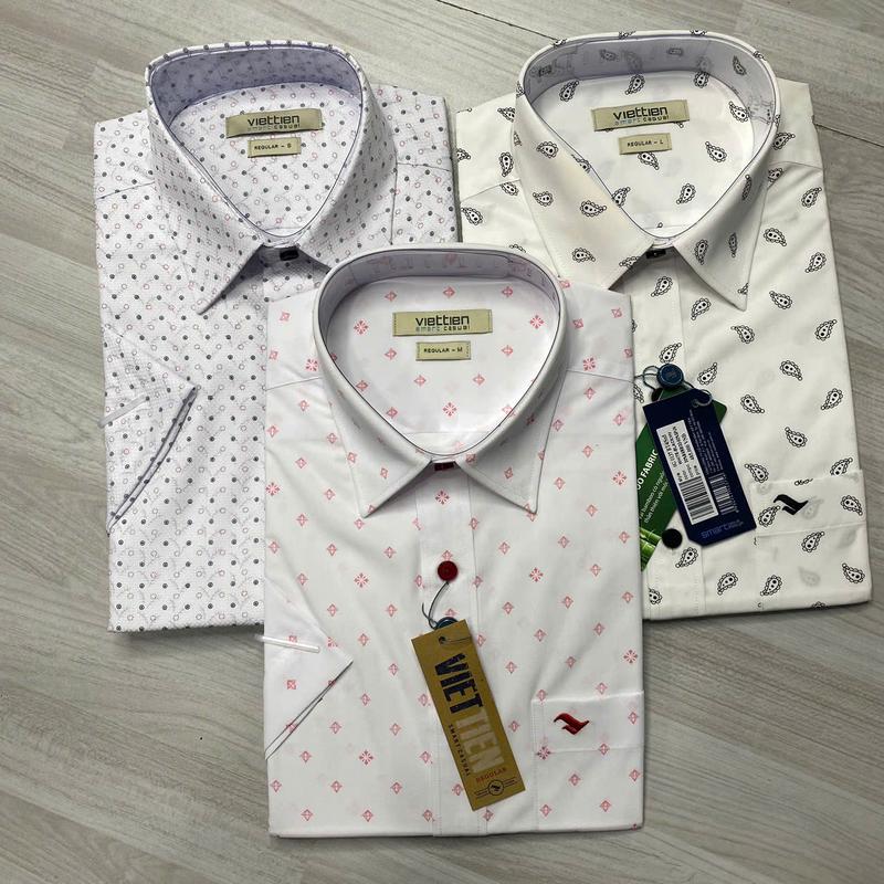 Áo sơ mi nam việt tiến tay ngắn fom regular nhiều màu lai ngang Menswear