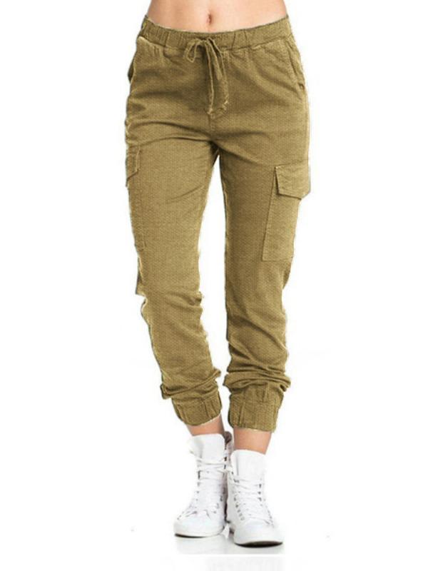 Women's Minimalist Solid Tie Front Elastic Waist Cargo Pants, Lady Basic Casual Comfort Jogger Cargo Pants for Daily Wear, Womenswear Trouser, Pants for Men, Summer Outfits 2024, Ladies Bottoms for Summer 1