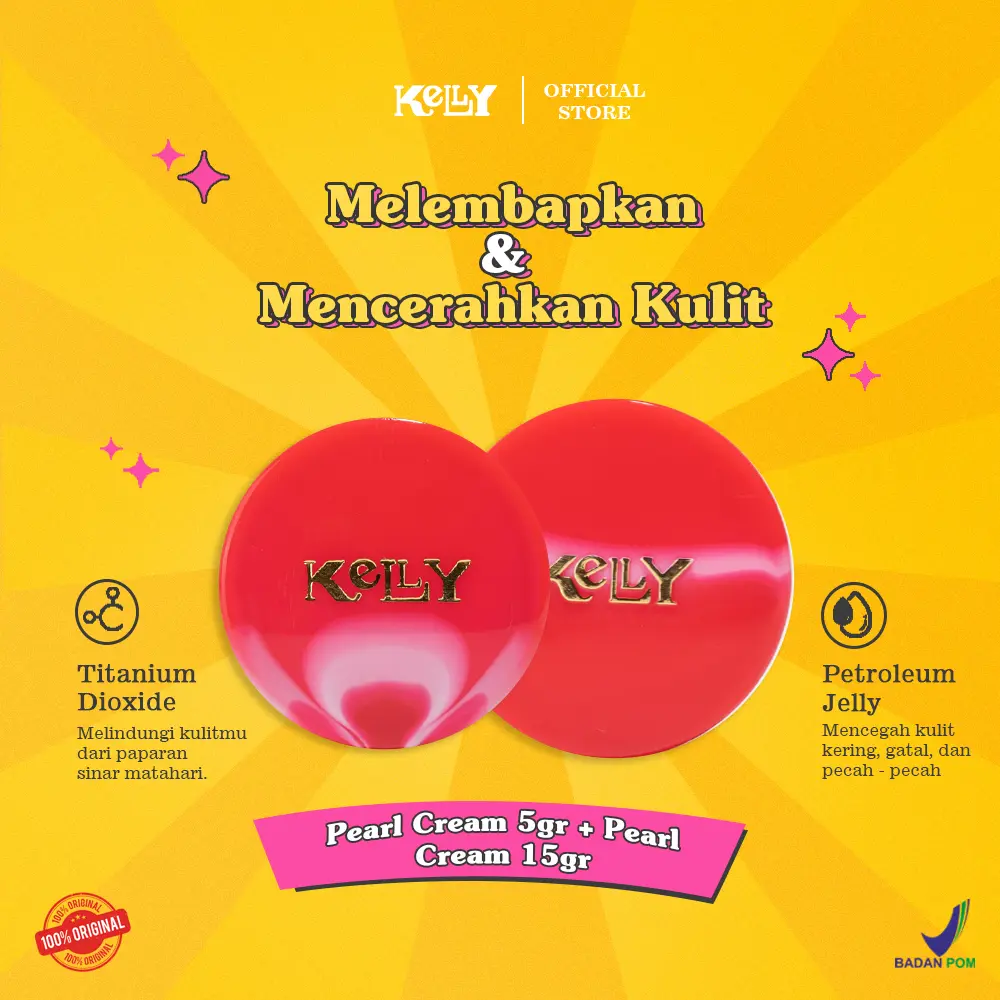 Kelly Pearl Cream 15gr + Kelly Pearl Cream 5gr Original BPOM