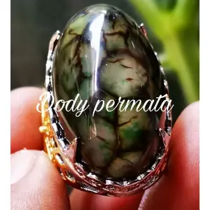 Batu Akik Sulaiman Sisik Naga Jumbo Alpaka Super Mewah - Jade, Ring, Cincin pria keren