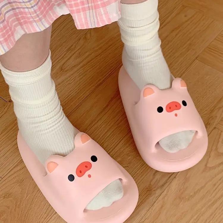 (Chọn chuẩn size ) Dép heo hồng  cappy cún xám mèo trắng voi xanh XXT siêu cute mềm êm nhẹ đế cao 4-5 cm QUAI NGANG HEO HỒNG 2