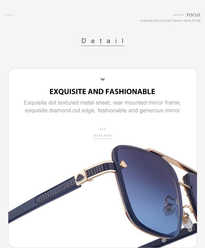 Product Introduction of Men's Glasses 2023 New Retro Metal Double Beam Sunglasses Square Frame Trimming Driving Sunglasses 6