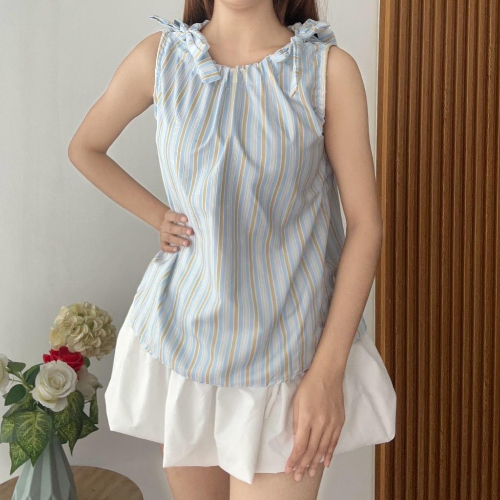 Unchvera —— (Real Picture) Stella Top Atasan Wanita Baju Strip Wanita Blouse Wanita Fashion Wanita Korean Style
