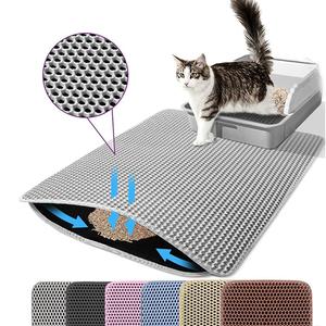 エヴァ二層構造キャットリッターマット、超大型厚手ペットパッド、滑り止め防水尿抵抗、簡単お手入れ深型床保護カバー