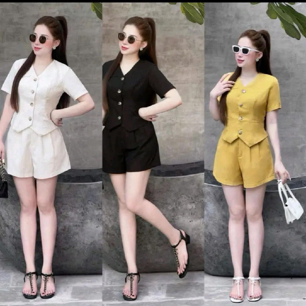 BIGSIZE.SÉT ÁO GILE CỔ V GÀI NÚT .FULL LÓT LỤA THÂN TRƯỚC SAU.KÈM QUẦN TÂY CÓ KHÓA. CHẤT COTTONG LẠNH DÀY DẶN. SIZE 40-71KG.