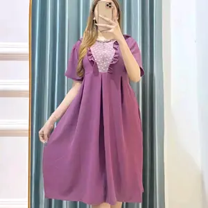 Daster Cringkel Airflow 120 Dapat 3 Murah Meriah Paket Usaha - Daster Kringkel Viral Kekinian Busui Friendly Murah Lengan pendek / Dress Wanita Serut Kain Tebal Lembut Crinkle